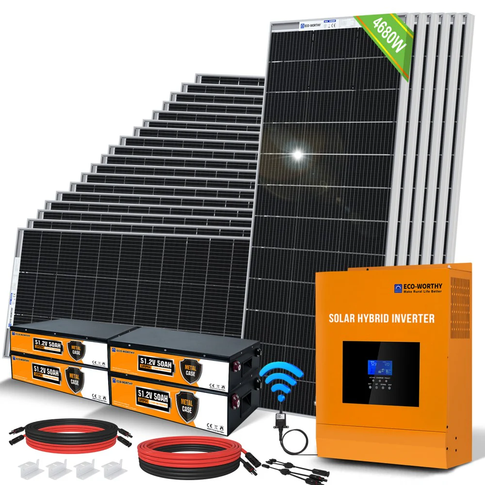 4800W 48V (24x Bifacial 195W) Complete MPPT Off Grid Solar Kit